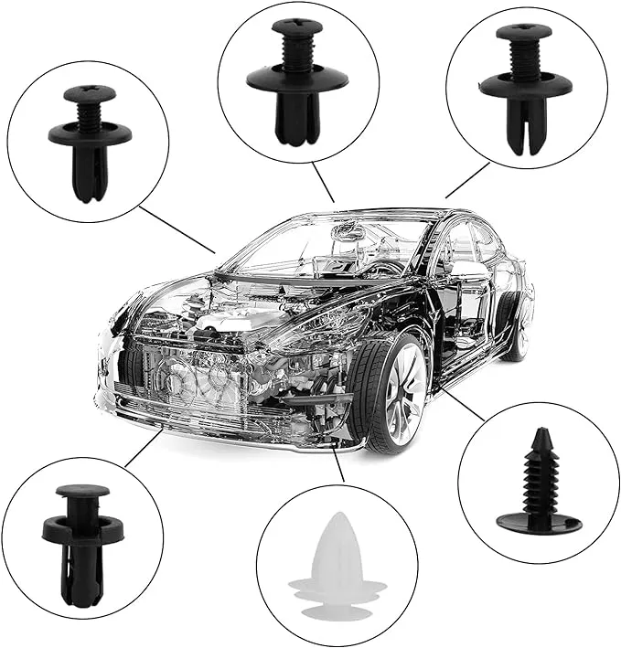 100pcs HE26 Car Bumper Retainer Clips & Nylon Fasteners Rivet Kit