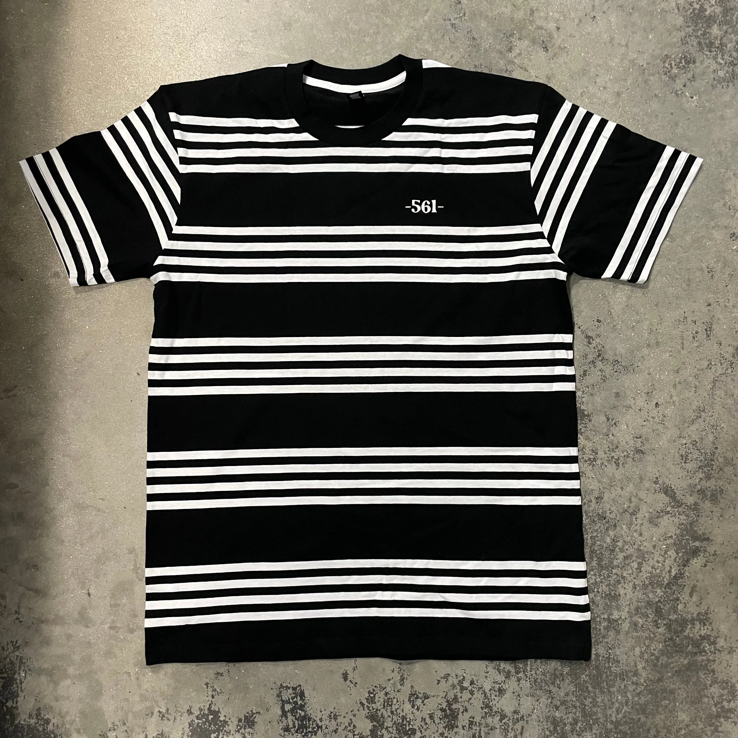 561 T-Shirt Striped Port Logo Black/White