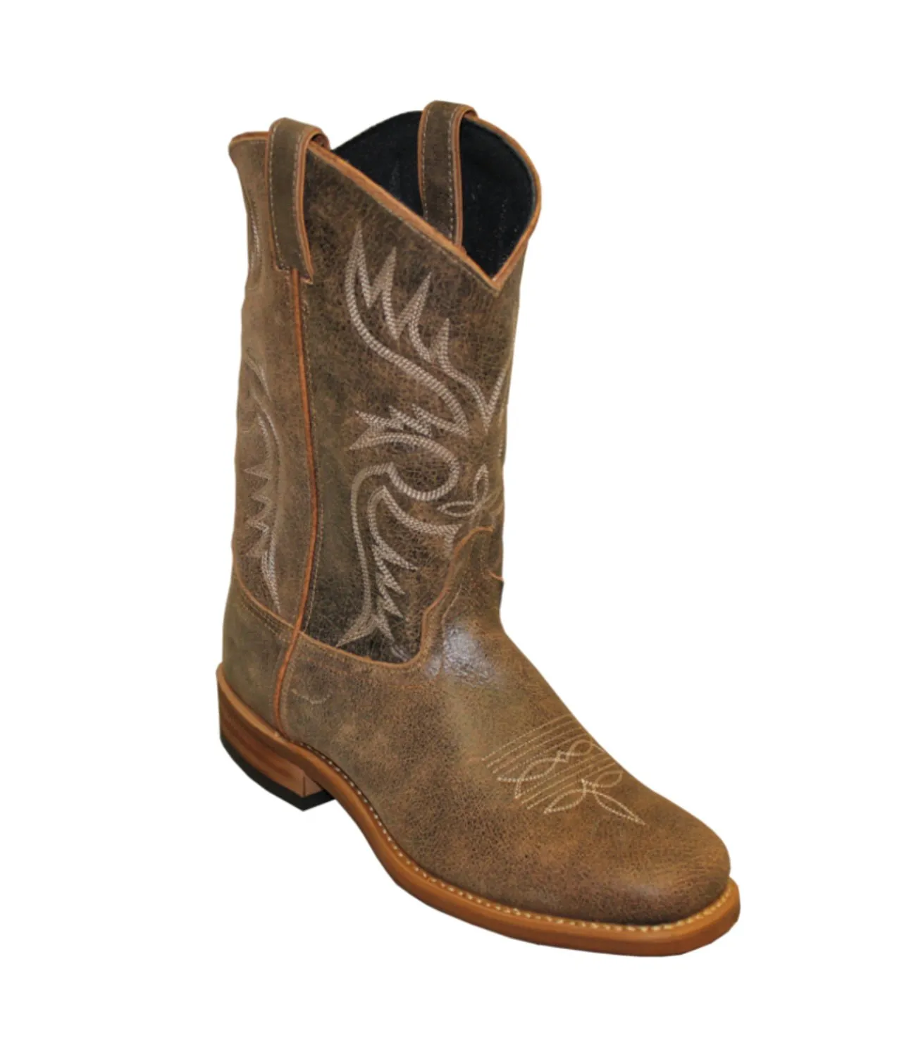 Abilene Boots Mens 11in Square Toe Stockman Soft Brown Leather Cowboy Boots