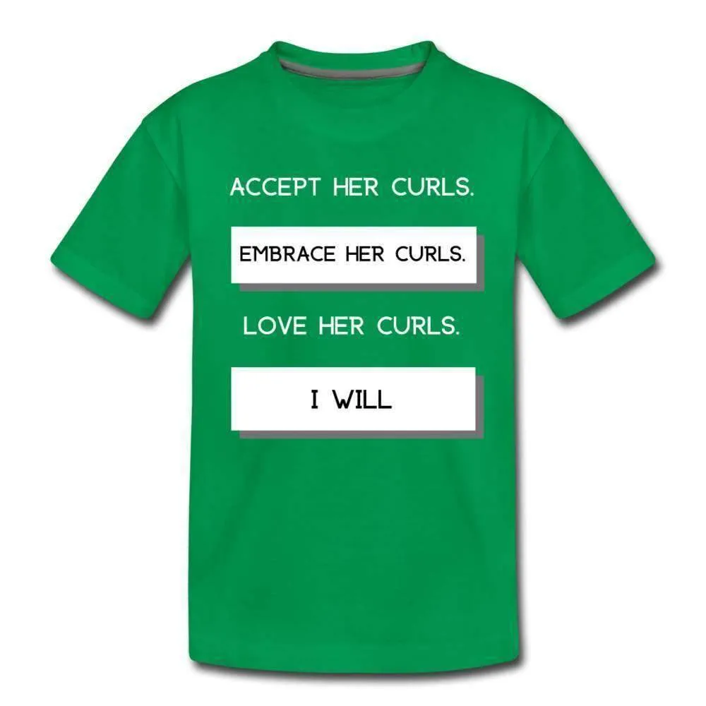 Accept Her Curls Boys T-Shirt (White Print)