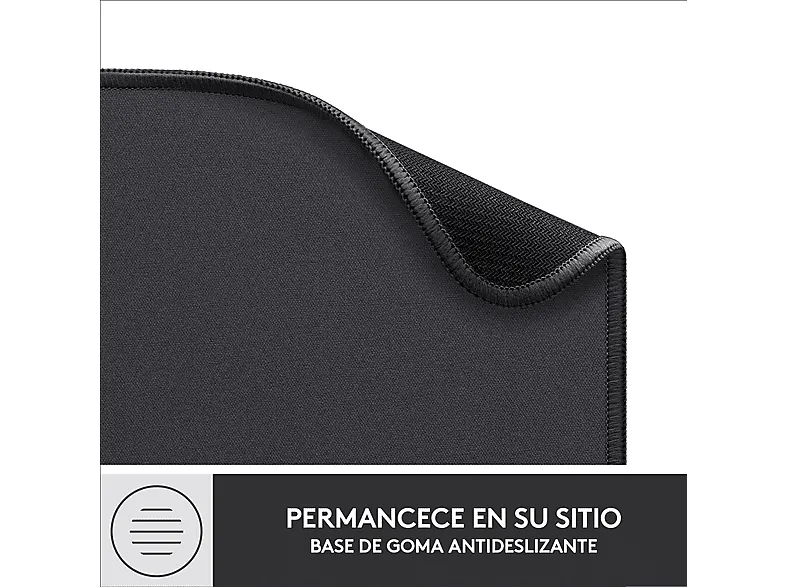 Alfombrilla ratón - Logitech Mouse Pad Studio Series, Base de goma antideslizante, Material resistente, Negro