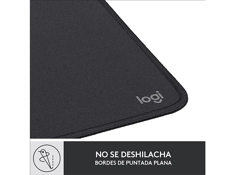 Alfombrilla ratón - Logitech Mouse Pad Studio Series, Base de goma antideslizante, Material resistente, Negro