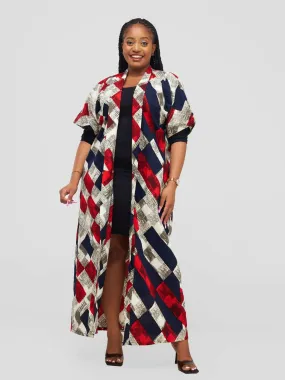 Amani Kimono - White / Red Print