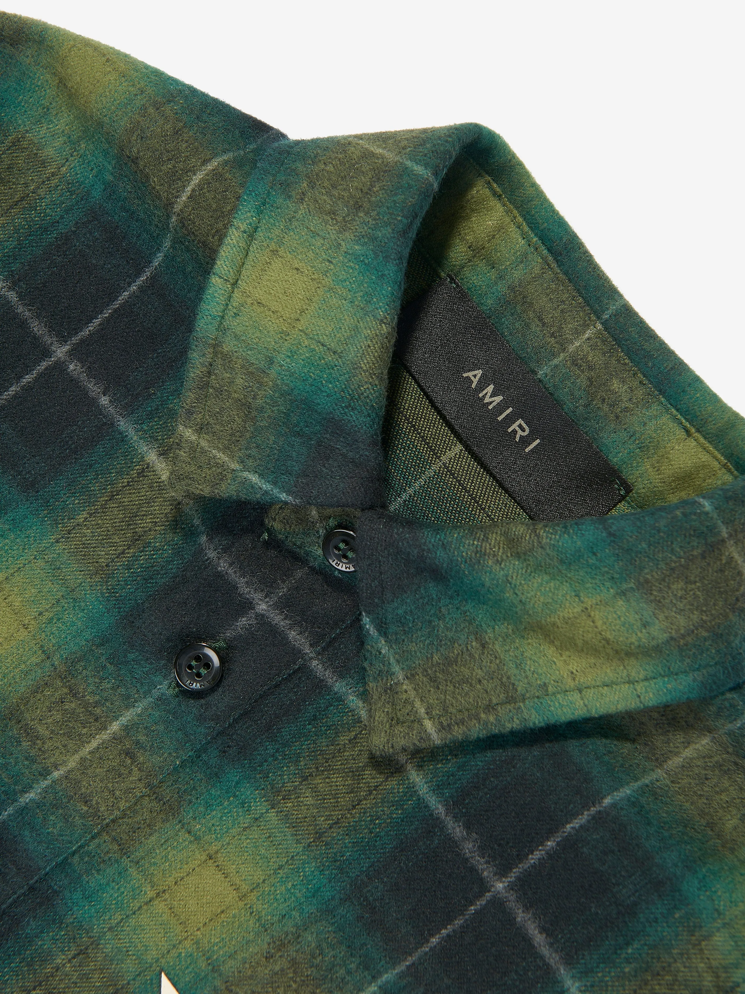 Amiri Boys Stars Flannel Shirt in Green