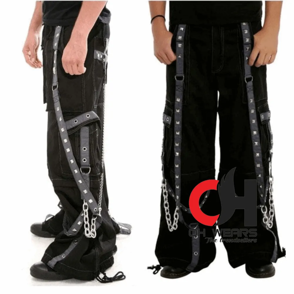 Baggy Men Black Punk Rave With Studs