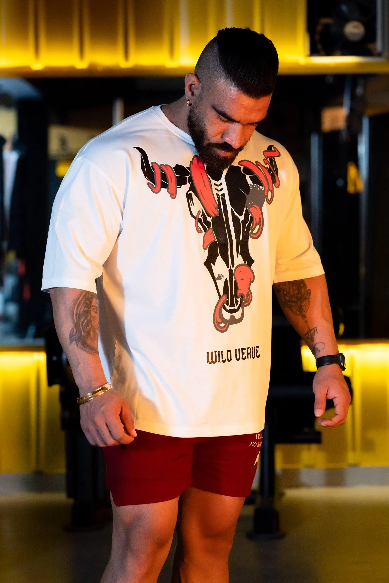 BIG BULL WARRIOR "PREMIUM" OVERSIZED T-SHIRT (WHITE)