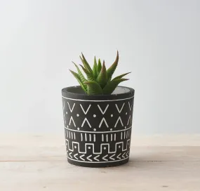 Black and White Aztec Planter, 10.5cm