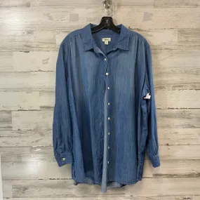 Blouse Long Sleeve By Style And Company In Blue Denim, Size: 2x