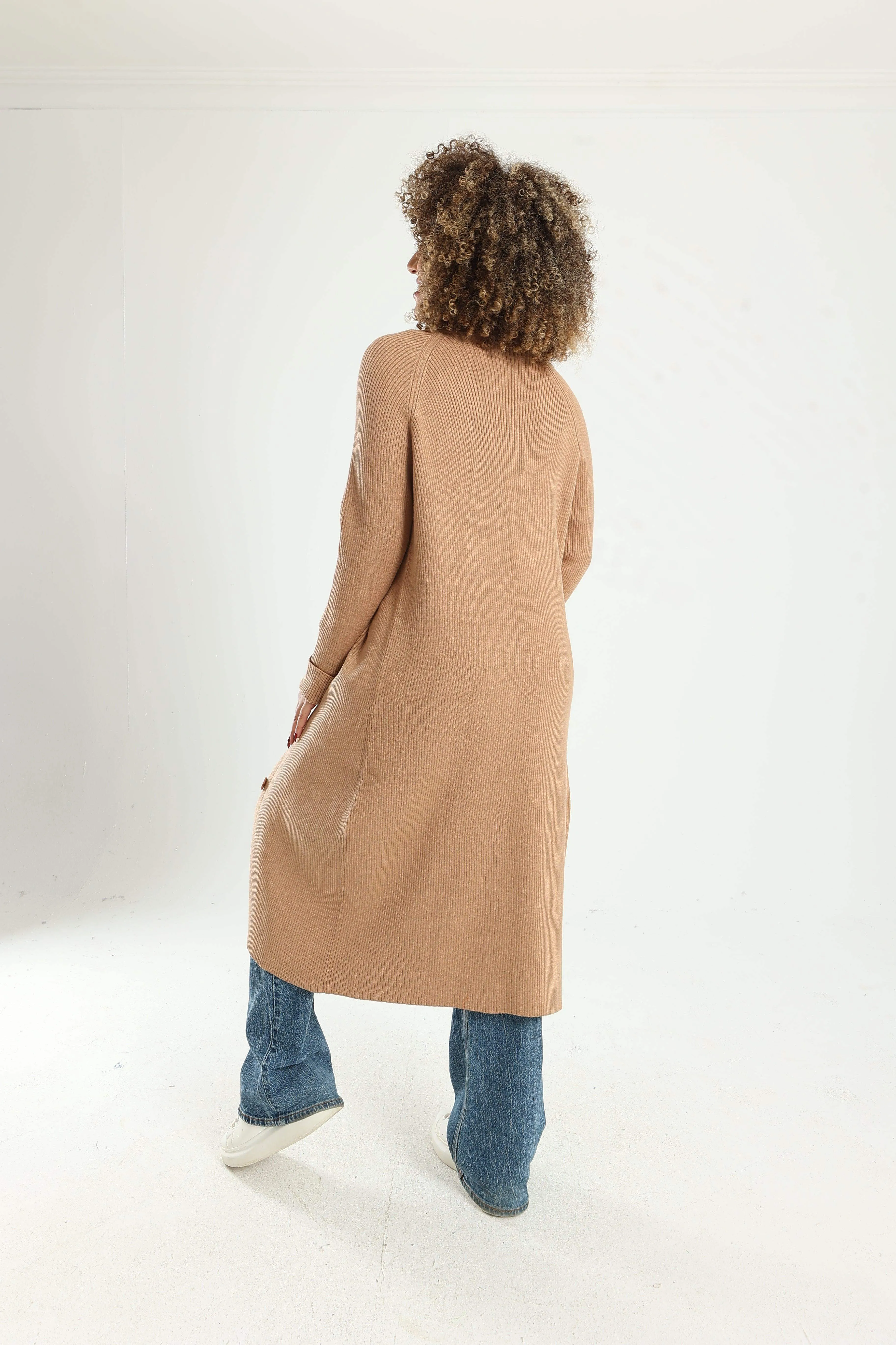 Button Closure Midi Cardigan