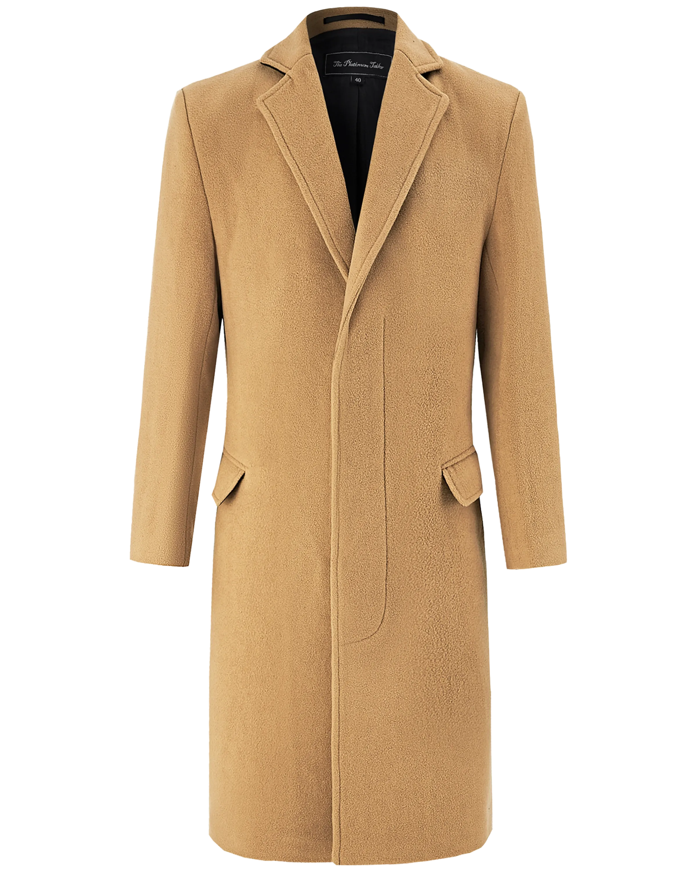 Camel Wool Cashmere Bond Overcoat Black Lining