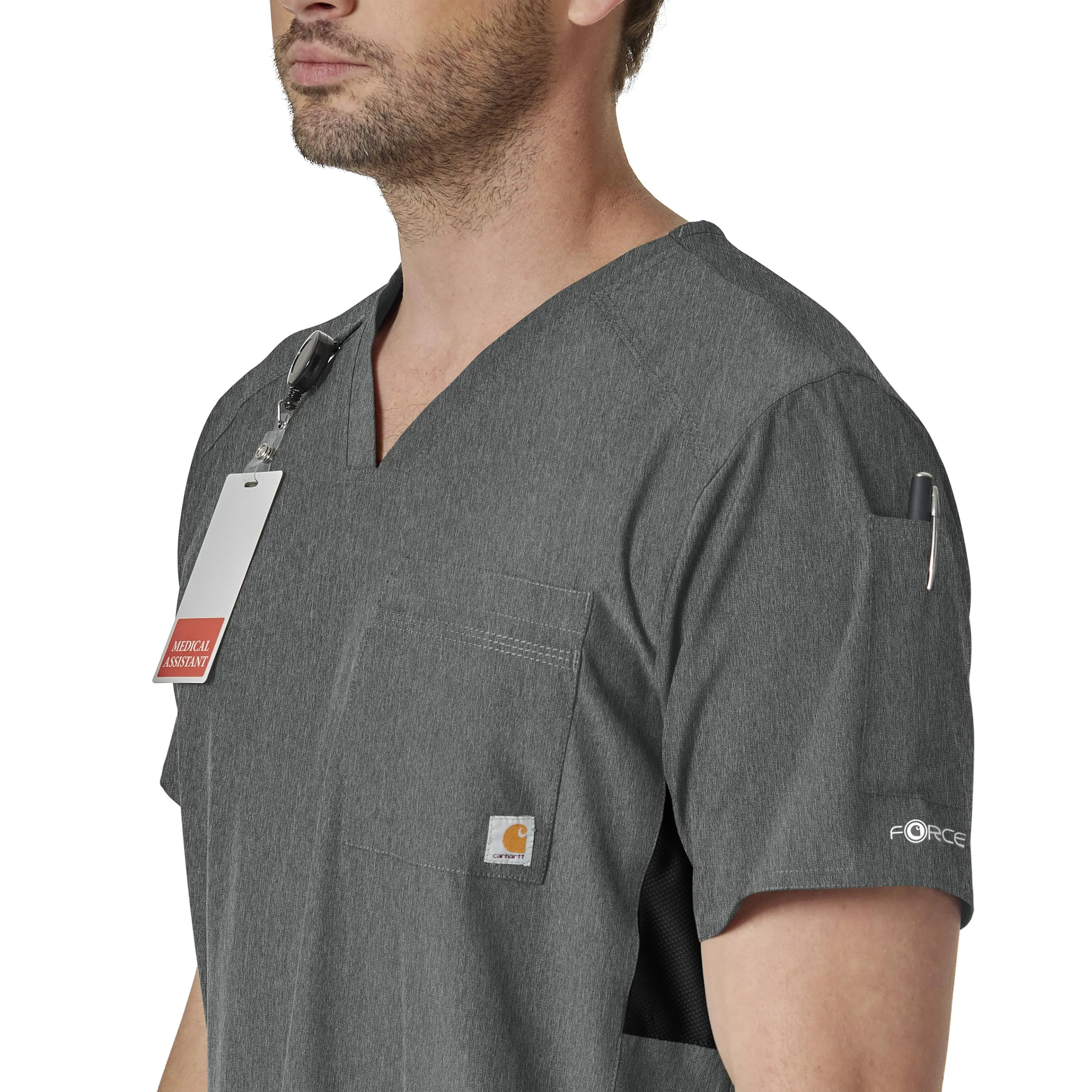 Carhartt Force Liberty Men's Twill Chest Pocket Scrub Top - Charcoal Heather