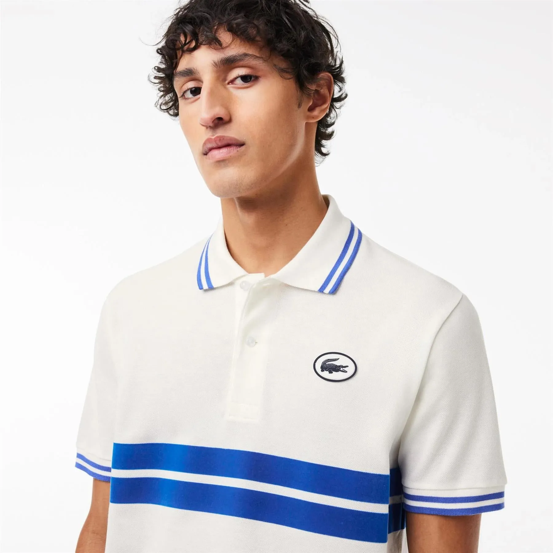 Classic Fit Organic Cotton Circle Badge Polo White - SS24