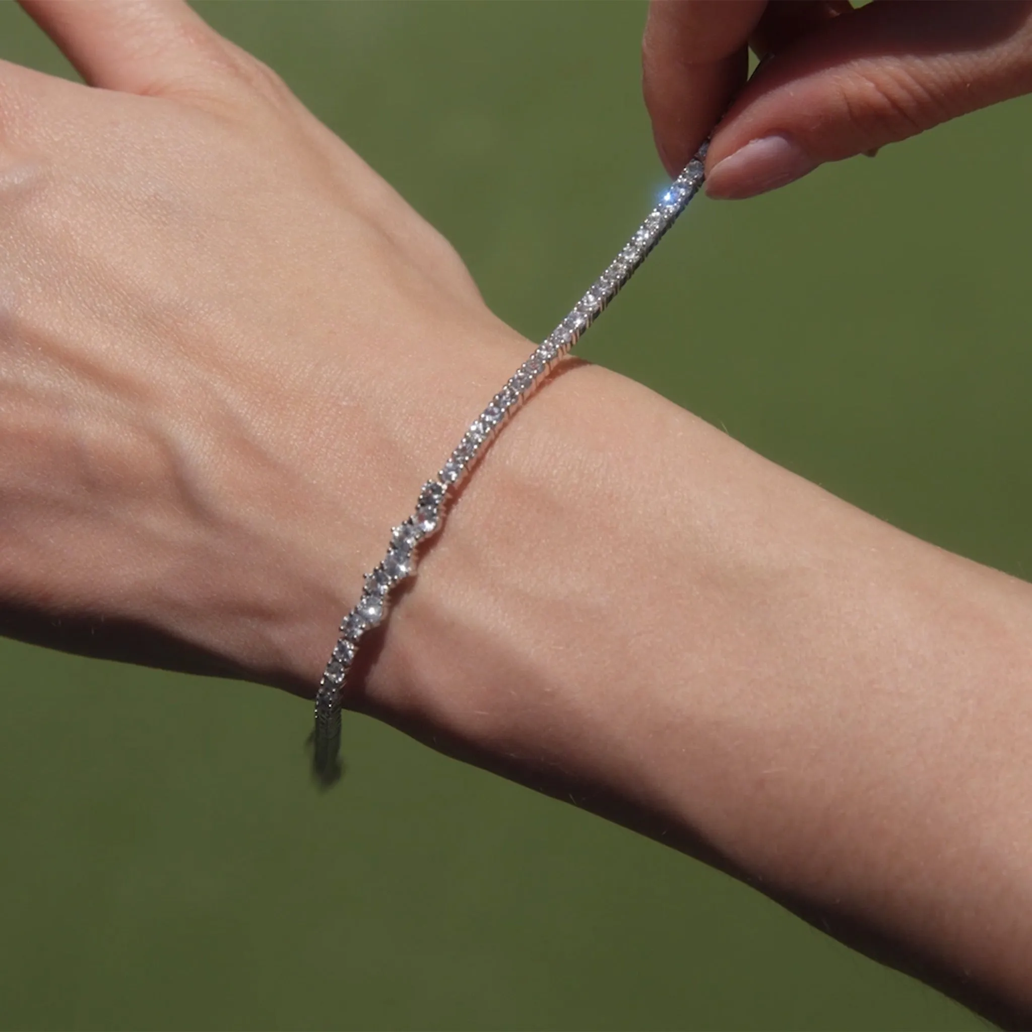 Classic Sapphire Tennis Bracelet with Staggered Center Stones