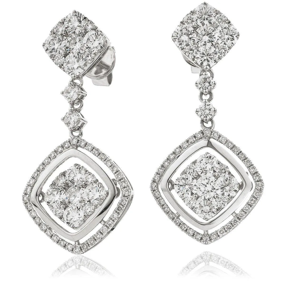 DIAMOND FANCY MOVEABLE EARRING IN 18K WHITE GOLD