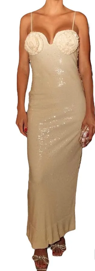 Dur Doux - Sequin Rosette Dress - Ivory