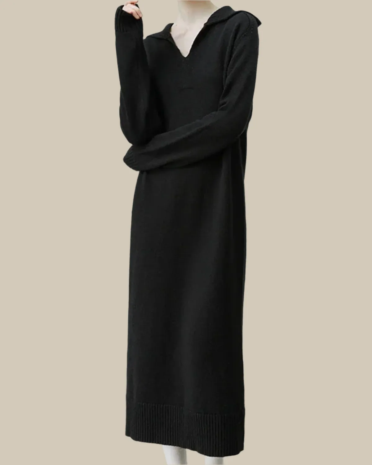 Elowen Knitted V-Neck Long Dress