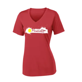 Extreme Pickleball | Women's Short Sleeve V-Neck Pickleball Shirts | 100% Polyester