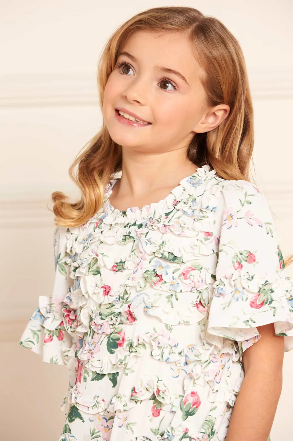 Floral Fantasy Crepe Short Sleeve Kids Dress