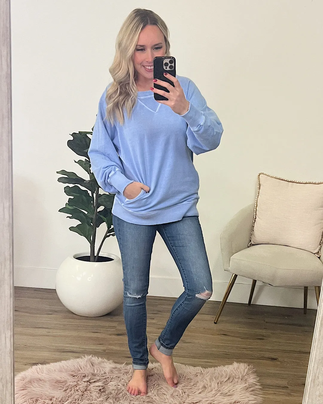 Girlfriend Crewneck Sweatshirt - Spring Blue