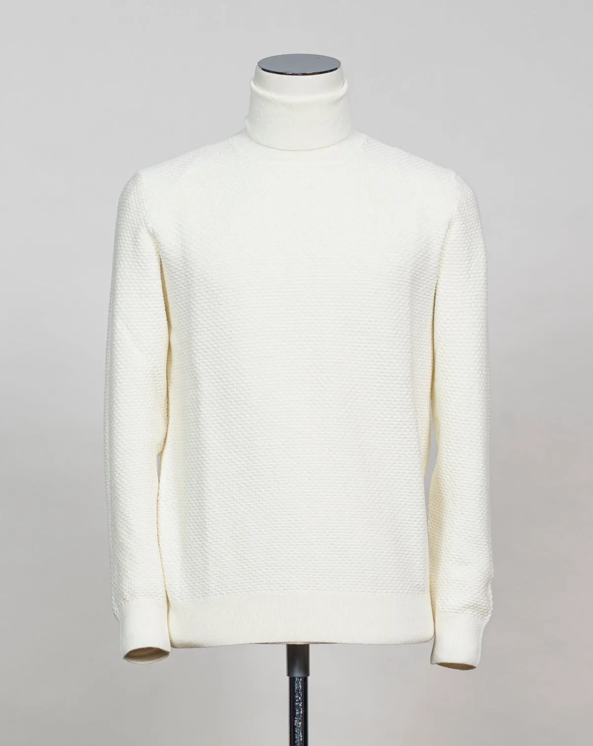 Gran Sasso Merino Honey Comb Roll Neck / White