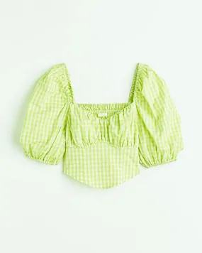 GREEN BUSTIER STYLE CROP TOP