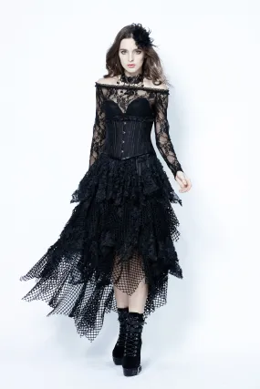 Halloween costumes Punk messy mesh and lace skirt KW106