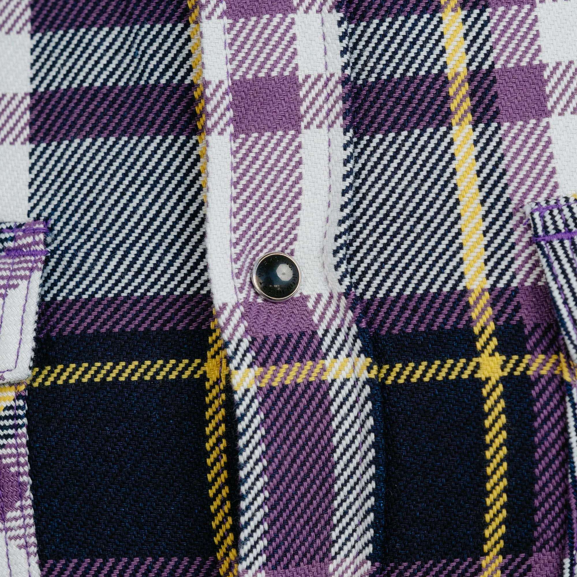 Iron Heart IHSH-390-PUR 9oz Selvedge American Check Western Shirt Purple FINAL SALE