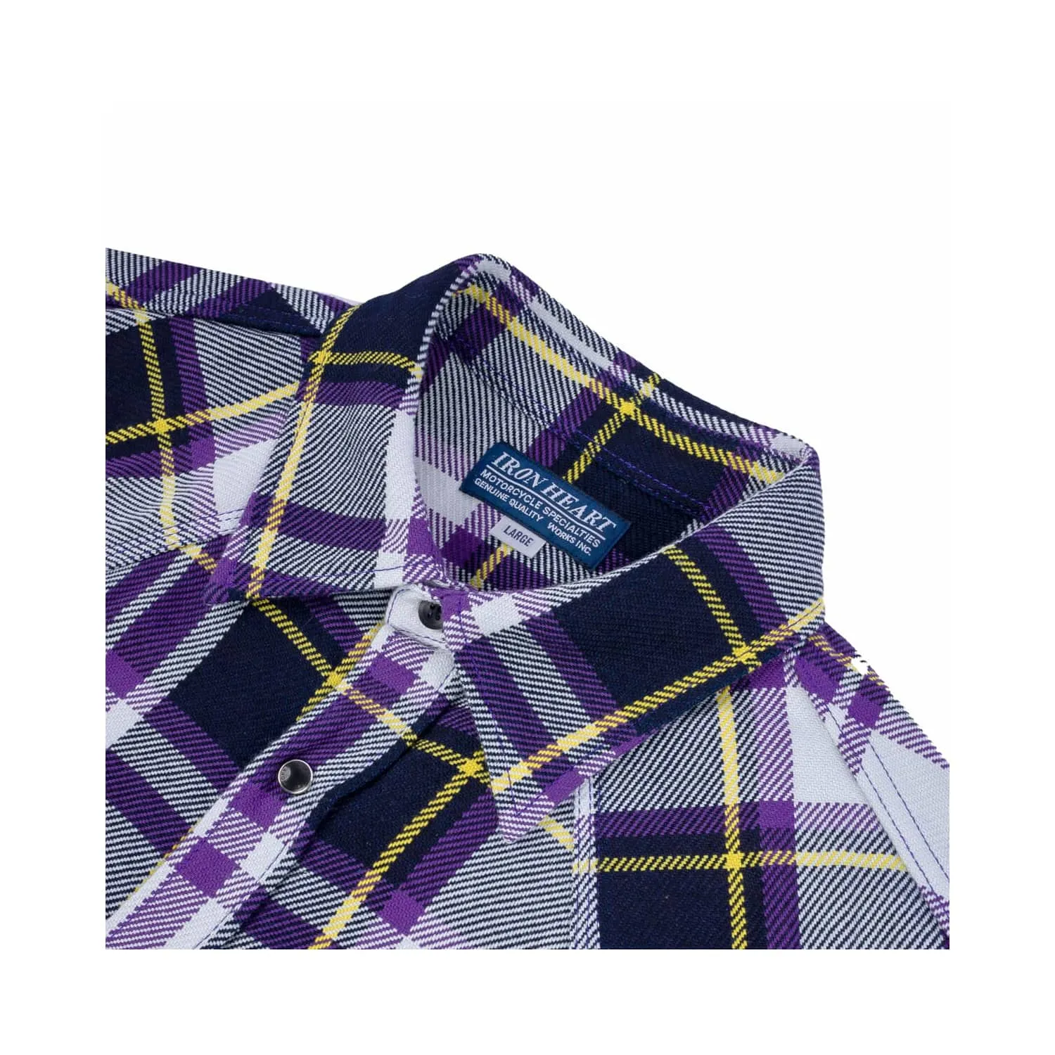 Iron Heart IHSH-390-PUR 9oz Selvedge American Check Western Shirt Purple FINAL SALE