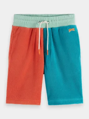 Kids - Mid-length colourblock towelling sweatshorts