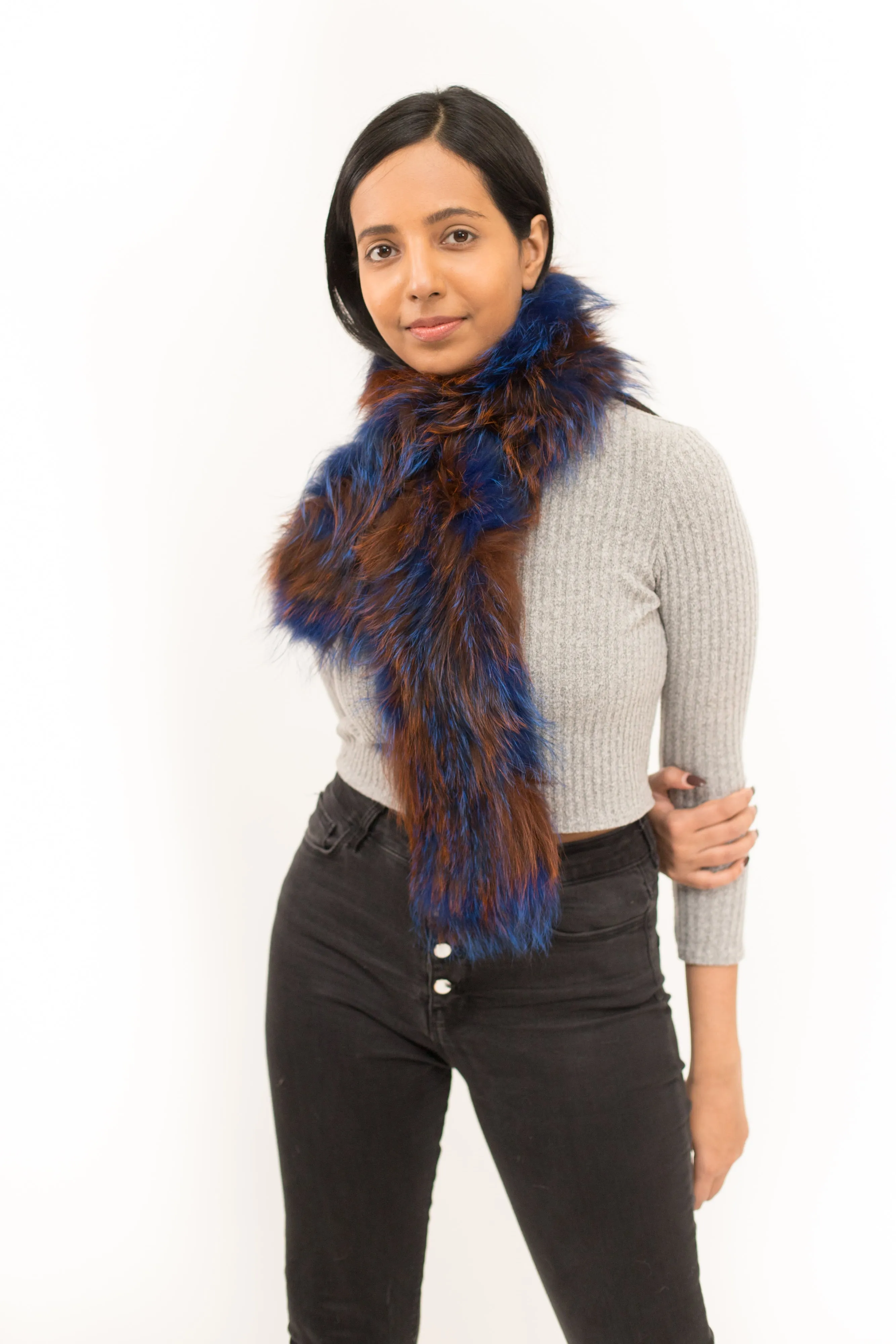 Knitted Silver Fox Pull Through Scarf