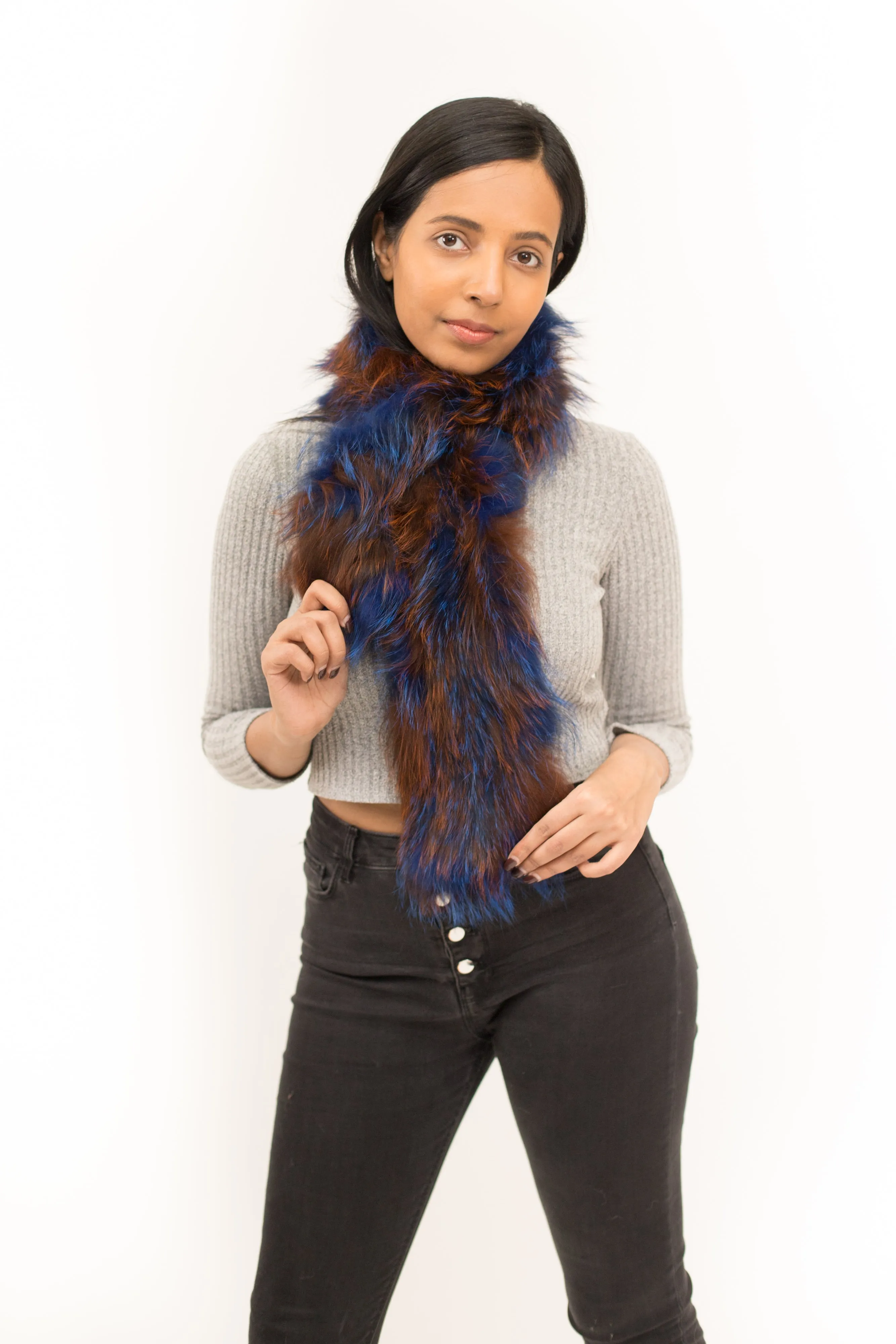 Knitted Silver Fox Pull Through Scarf