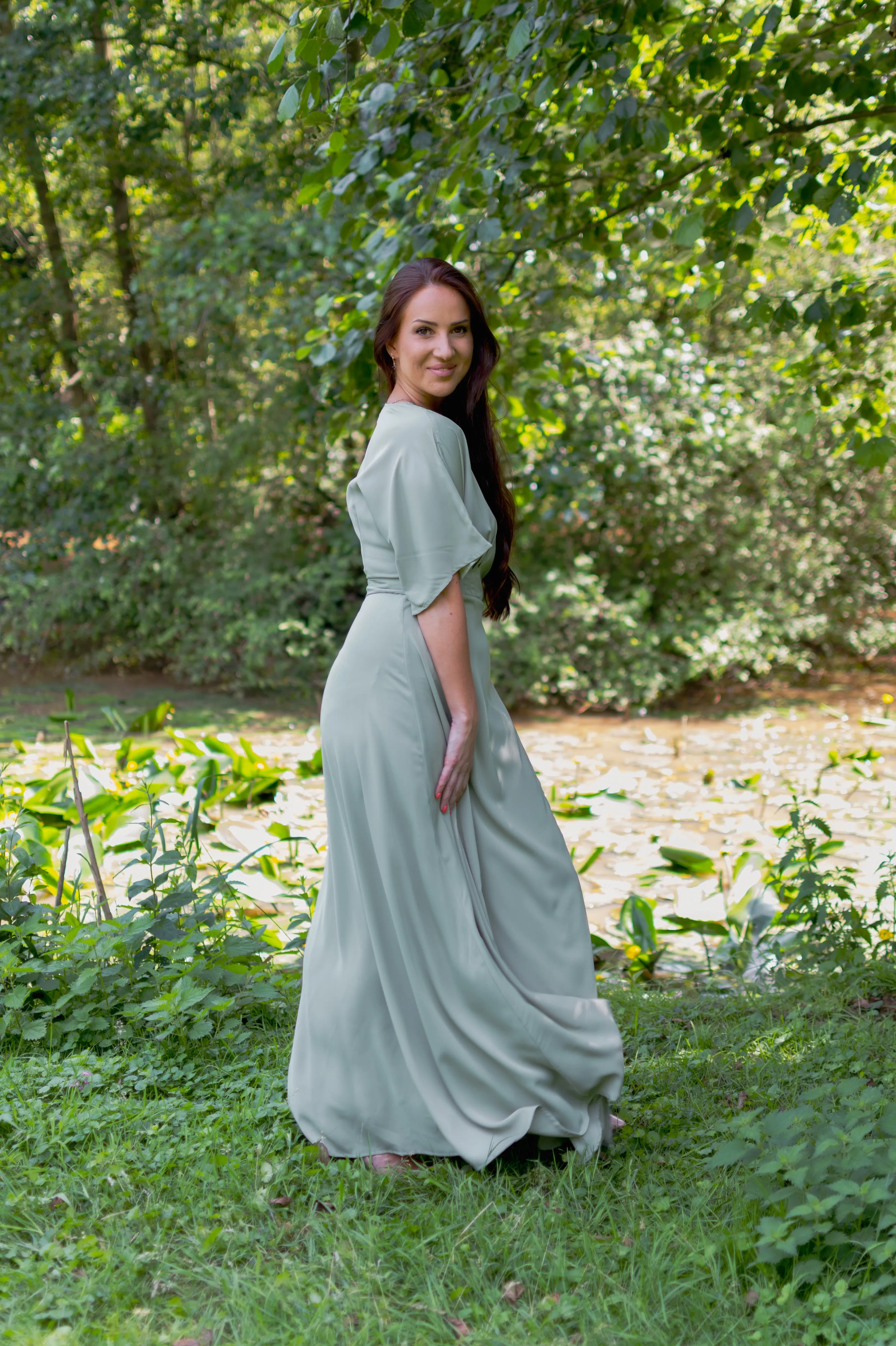 Ladylike Maxi Dress - Sage Green