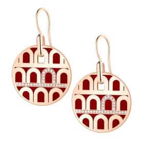 L'Arc de DAVIDOR Pendant Earring GM, 18k Rose Gold with Lacquered Ceramic and Porta Diamonds