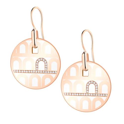 L'Arc de DAVIDOR Pendant Earring GM, 18k Rose Gold with Lacquered Ceramic and Porta Diamonds