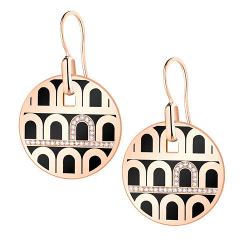 L'Arc de DAVIDOR Pendant Earring GM, 18k Rose Gold with Lacquered Ceramic and Porta Diamonds