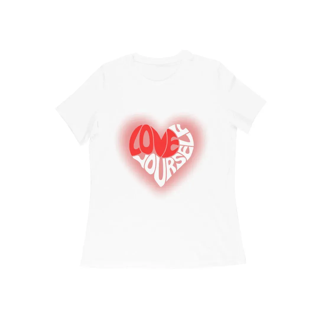 Love-Yourself Typographic Half Sleeves Cotton T-shirt for Women