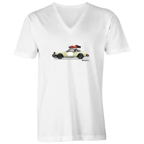 Medium White Porsche Safari - Mens V-Neck Tee - WAREHOUSE