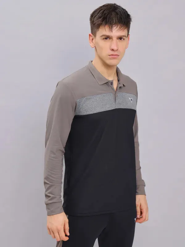 Men Colorblock Slim Fit Polo T-shirt with MATPIQ