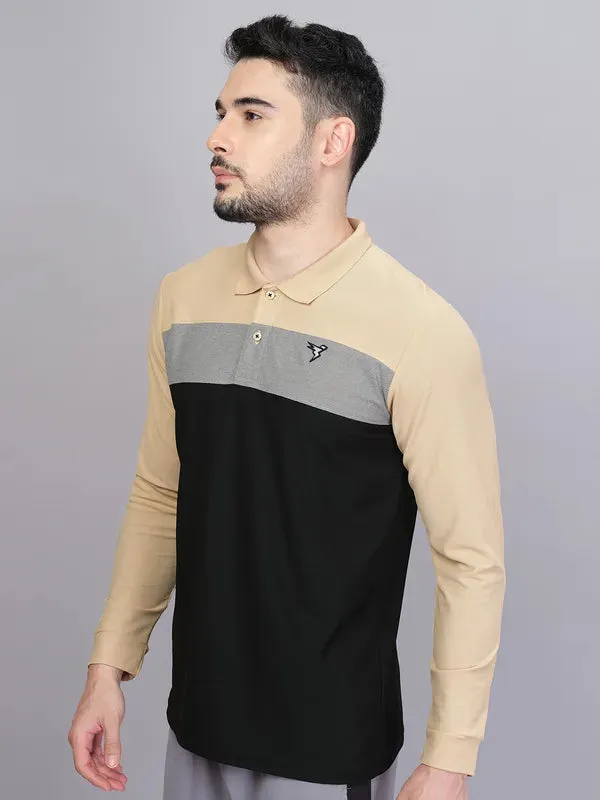 Men Colorblock Slim Fit Polo T-shirt with MATPIQ