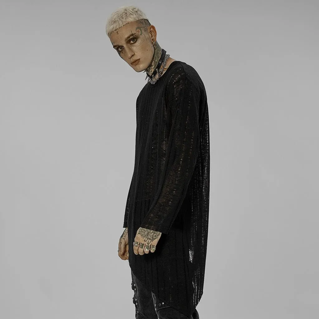 Men's Gothic Irregular Sheer Mesh Shirt