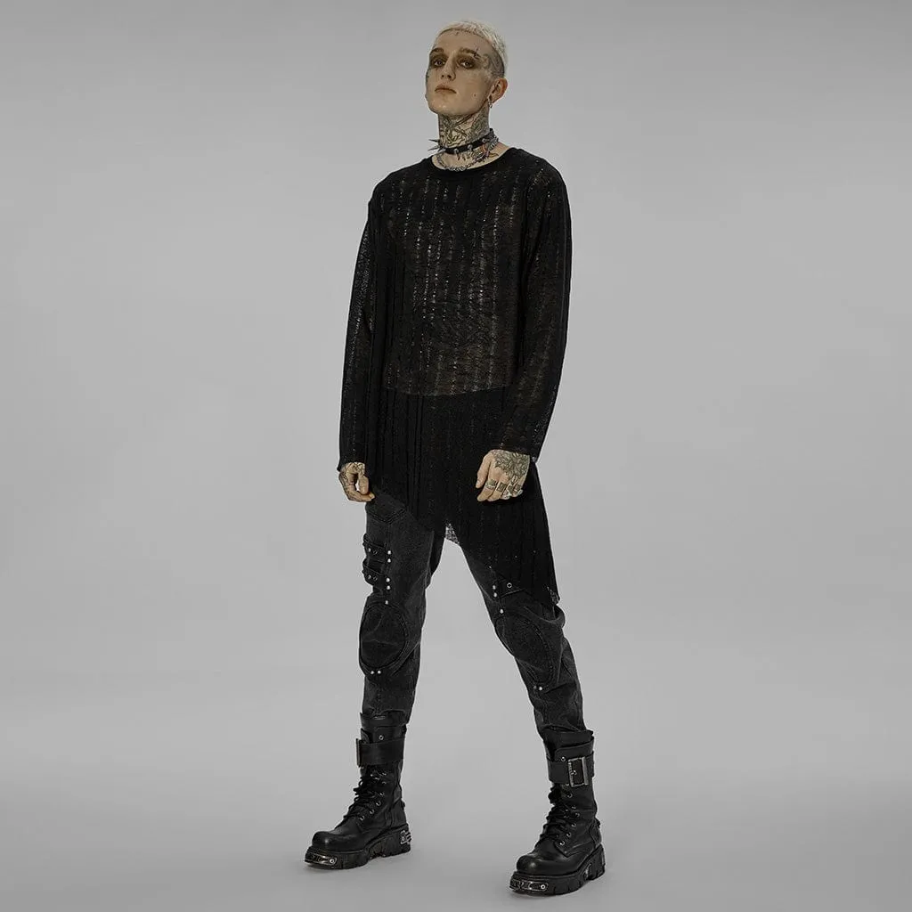 Men's Gothic Irregular Sheer Mesh Shirt