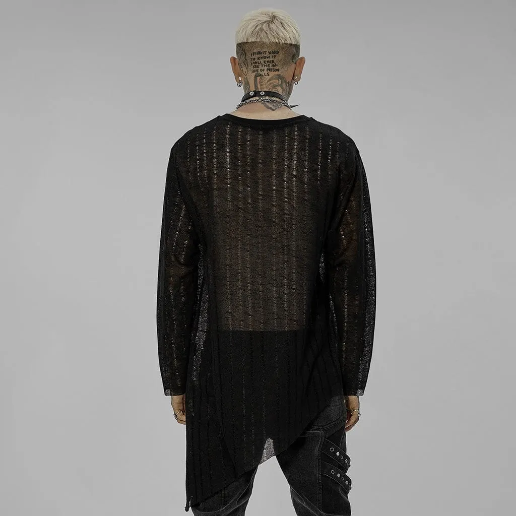 Men's Gothic Irregular Sheer Mesh Shirt