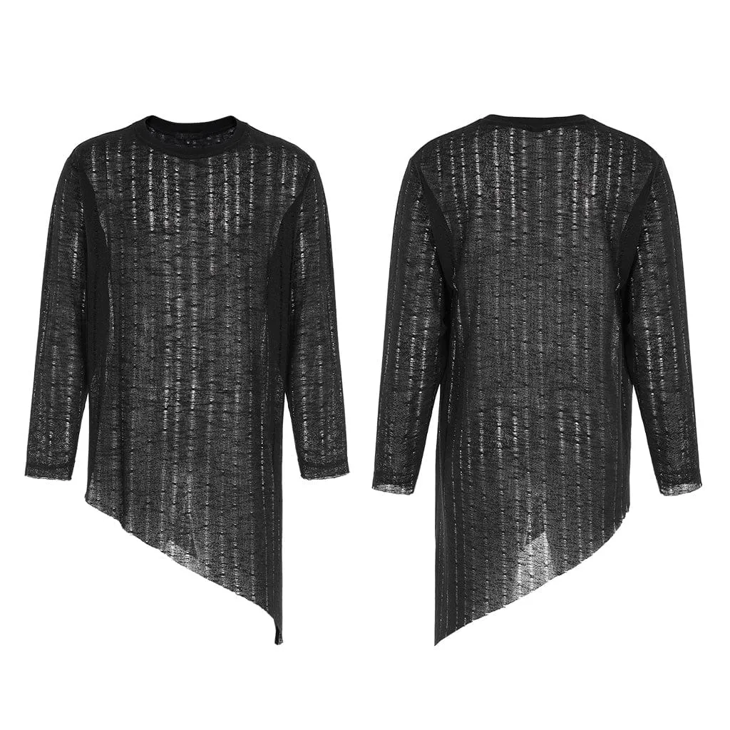 Men's Gothic Irregular Sheer Mesh Shirt