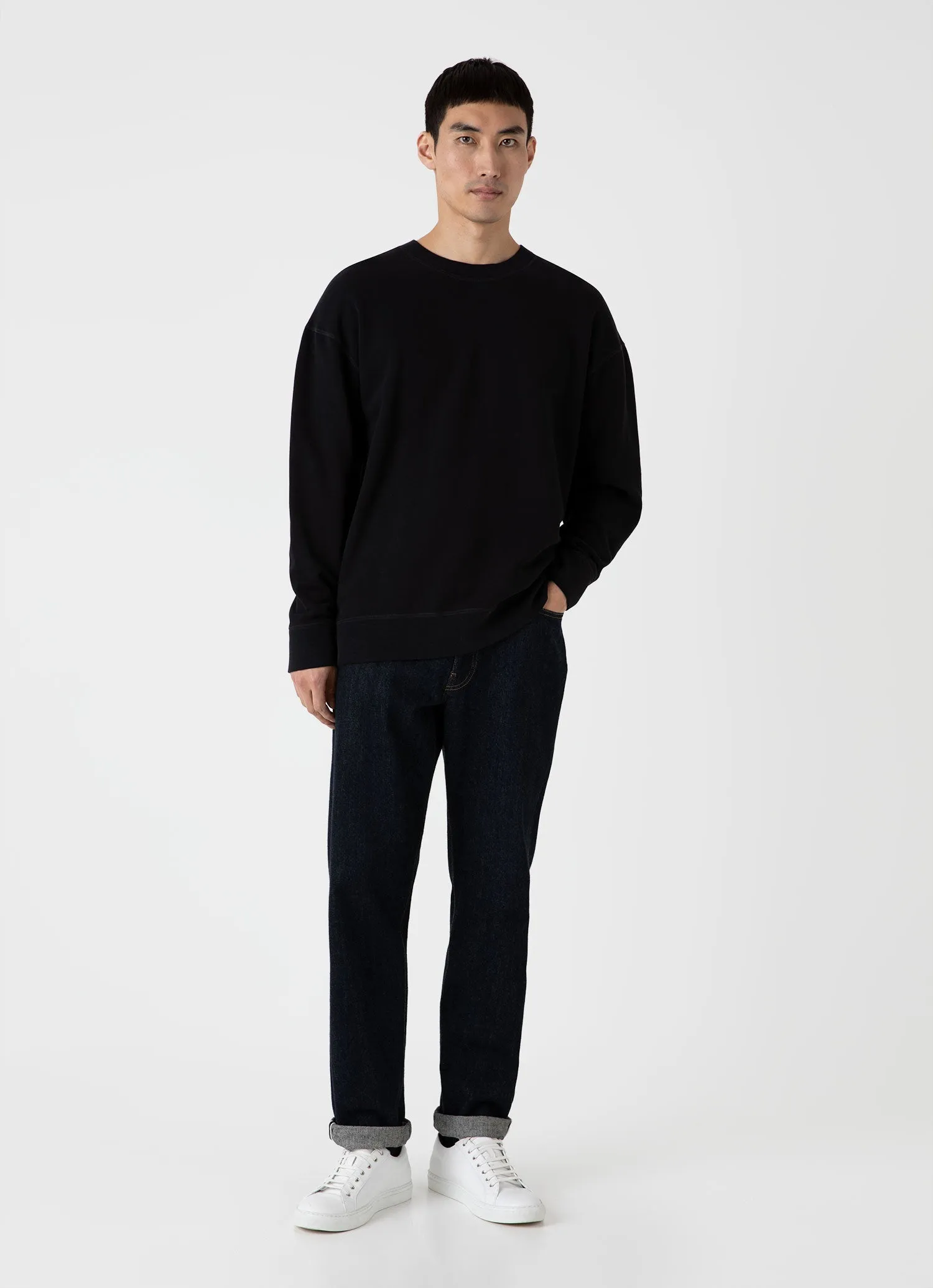 Men's Oversized Loopback Sweatshirt in Black