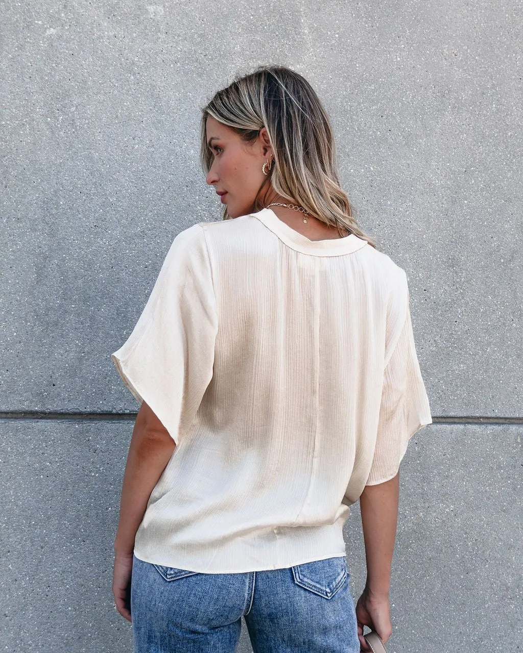 Muse By Magnolia Silky Cream Short Sleeve Top