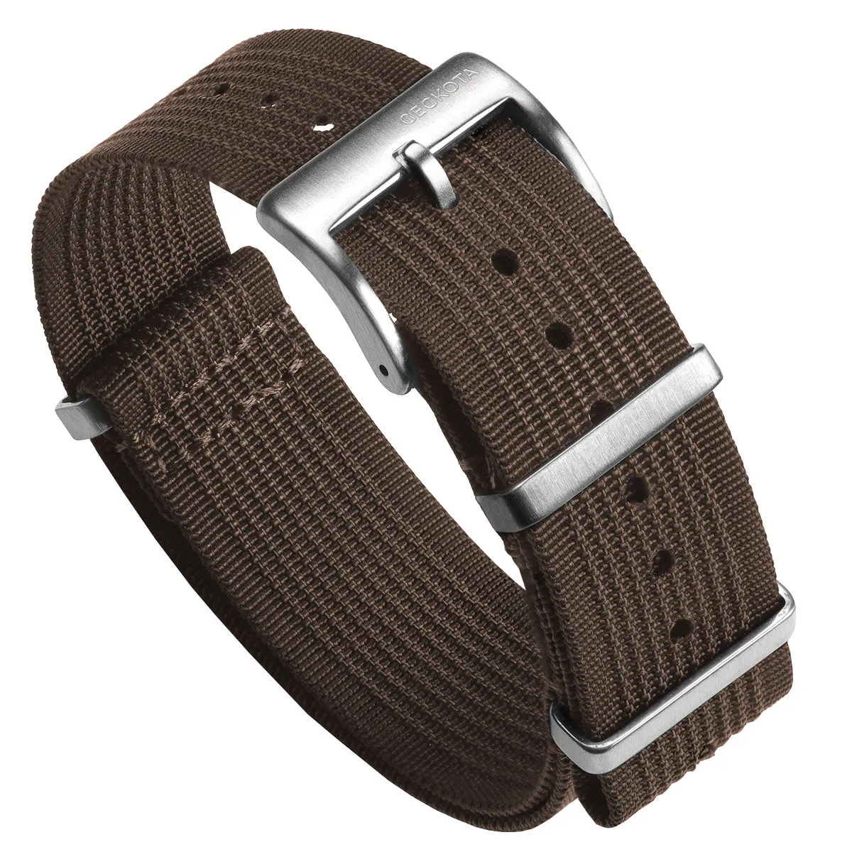 Ocean-Scout Nylon Watch Strap - Brown - Silver Buckle