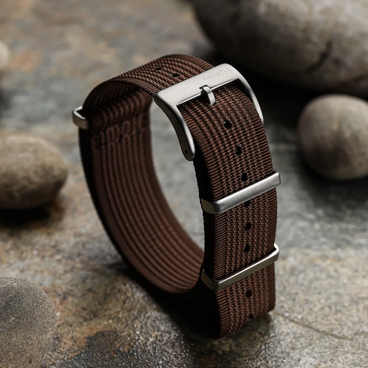 Ocean-Scout Nylon Watch Strap - Brown - Silver Buckle