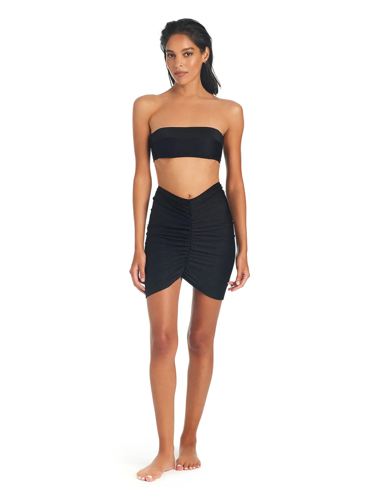 On The Water Texture Cover-Up Skirt Black