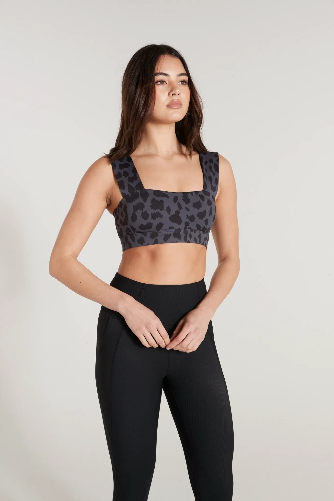 Oversized Cheetah Sports Bra (Charcoal)