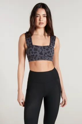 Oversized Cheetah Sports Bra (Charcoal)